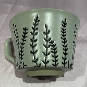 Vintage Artisan Stoneware Mug with Botanical Etched design